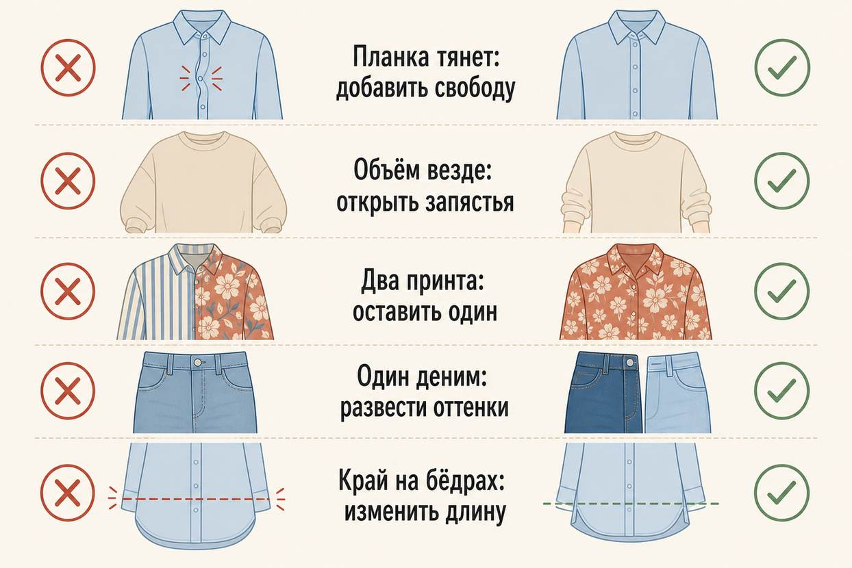 Пять ошибок с голубой рубашкой и способы исправить планку, объём, полоску, деним и длину