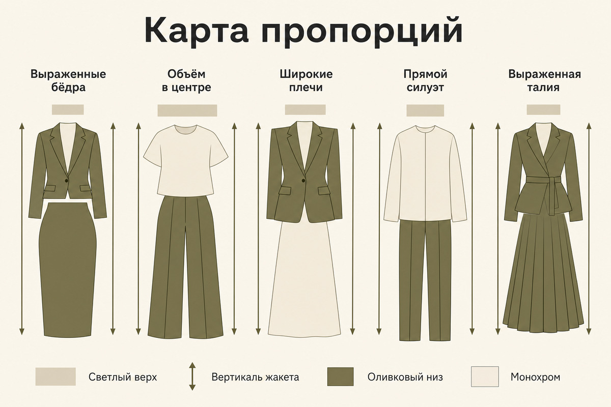 Карта показывает, где оставить цветовую вертикаль, а где добавить светлый верх или второй слой.