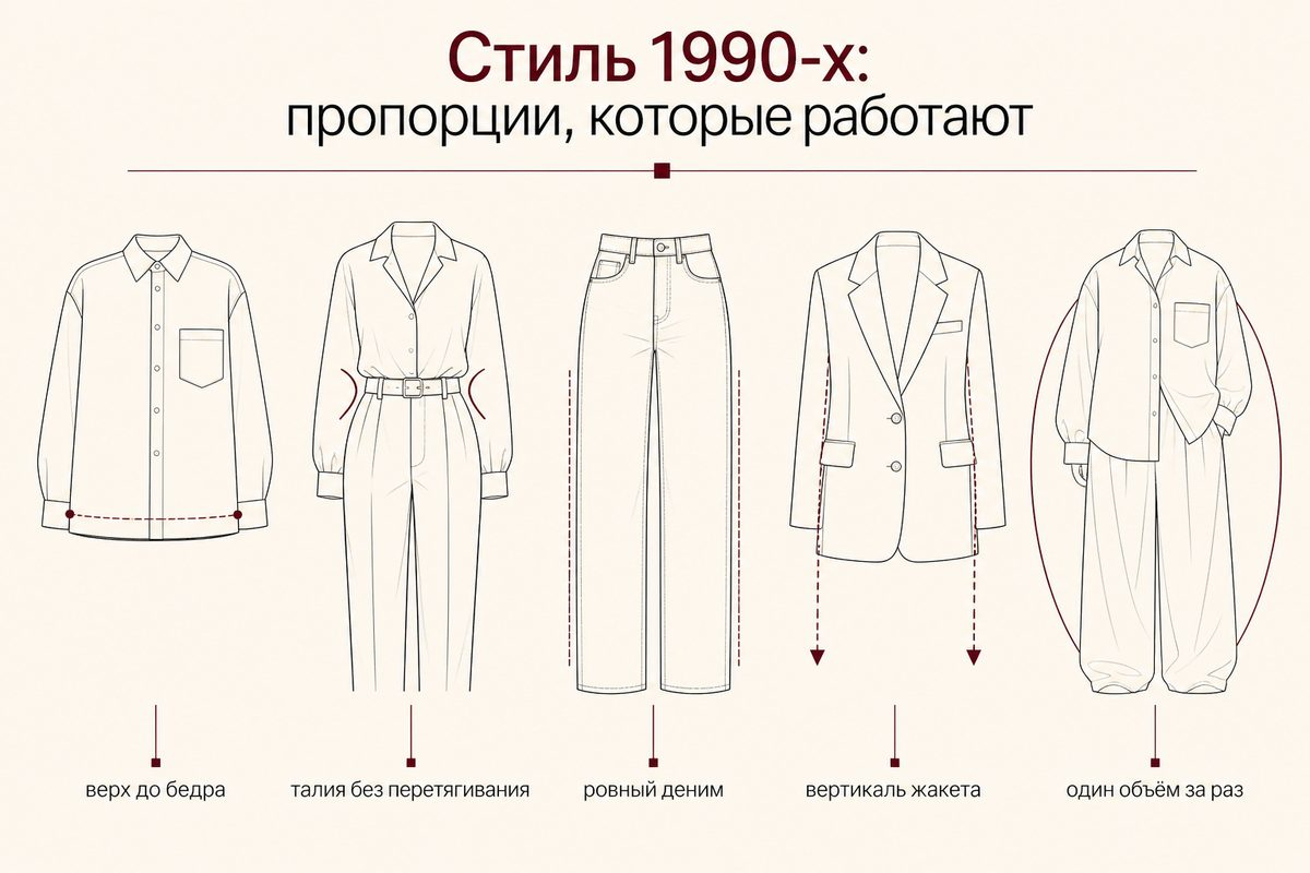 Карта пропорций помогает сохранить характер десятилетия и подстроить посадку под себя.