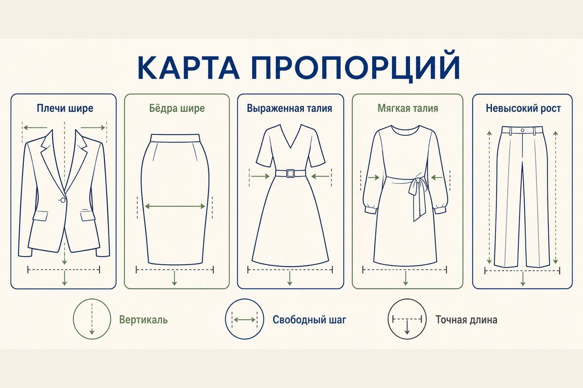 Карта показывает, где добавить вертикаль, плечо или точную длину, не оценивая фигуру.