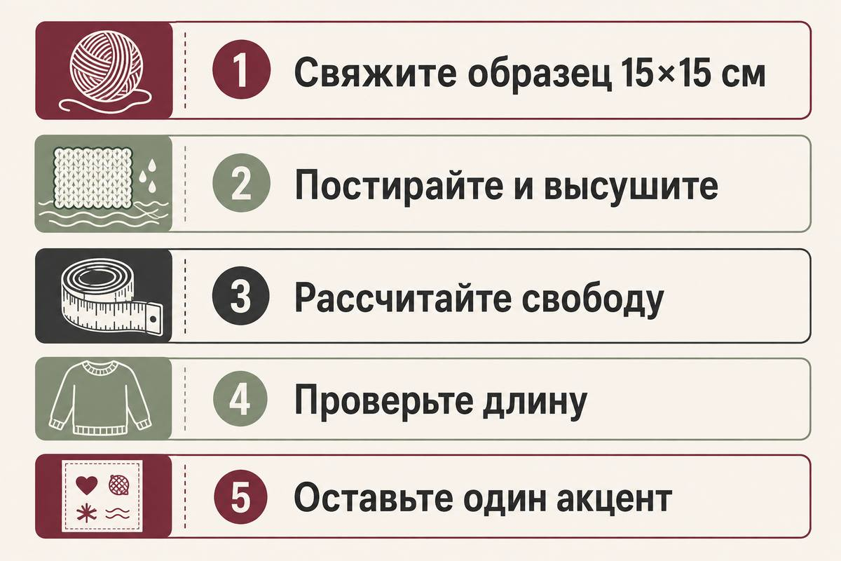 Пять проверок перед расчётом петель и выбором узора.