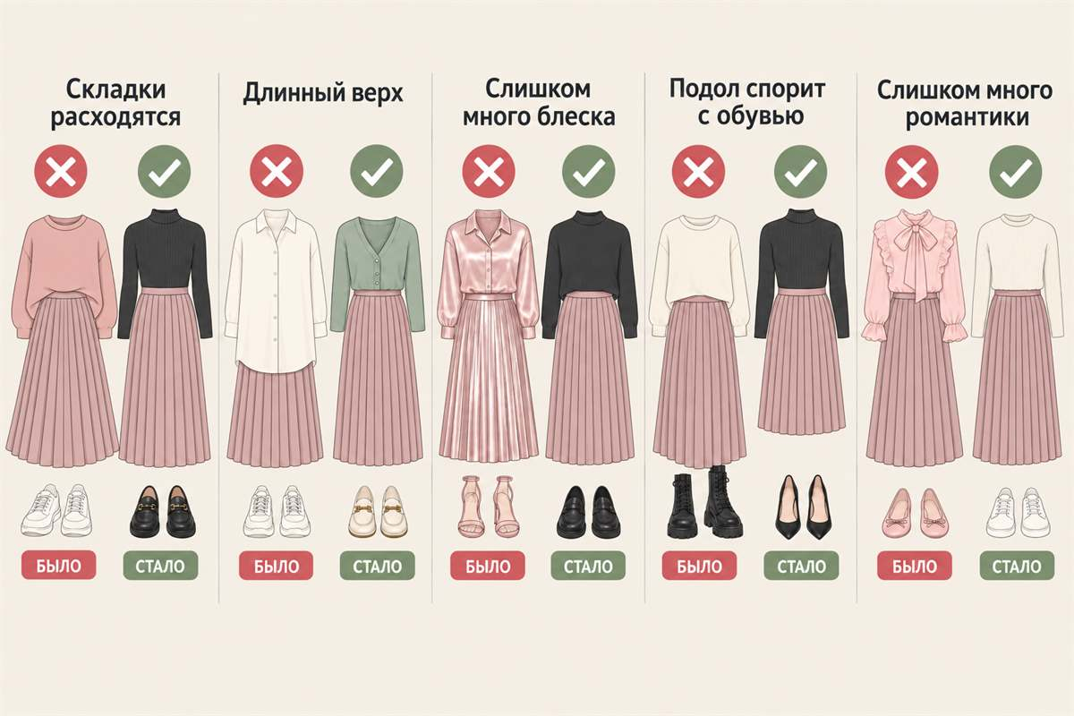 Пять пар «было и стало» помогают быстро проверить пропорции, фактуры и обувь.