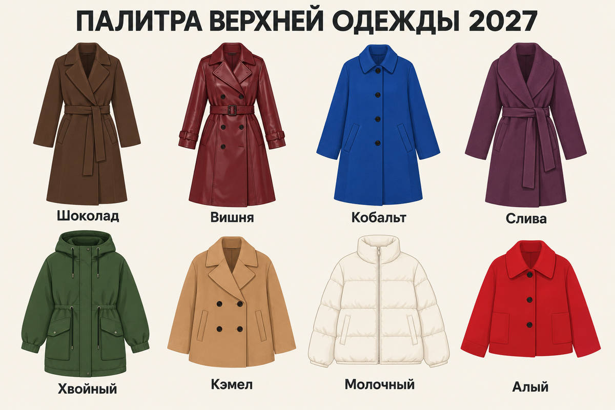 Палитра показана не абстрактными плашками, а конкретными вещами, чтобы сразу оценить масштаб цвета.
