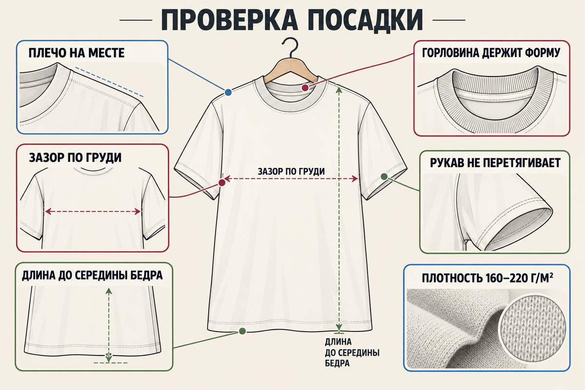 Пять точек проверки помогают оценить футболку до покупки и первой стирки.