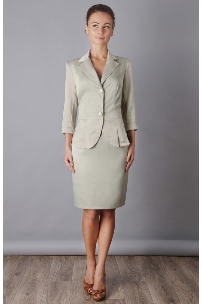 Classic Moda 232 оливка - Костюм двойка из текстиля с бежевым и зеленым ...