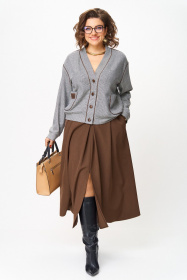 Бомбер, Юбка,Aira Style 24131 коричневый