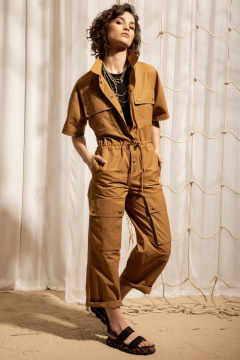 Комбинезон с приталенным верхом и прямыми брюками Nova Line 6071 тоффи - фото 4