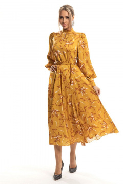 Платье из текстиля с рельефами и сборками Golden Valley 4771 желтый - фото 1