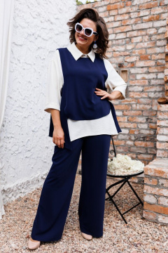 Блуза, брюки, жилет Romanovich Style 3-2510 синий+белый - фото 1