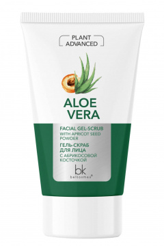 Скраб Belkosmex Plant Advanced Aloe Vera Гель-скраб для лица c абрикосовой косточкой - фото 1