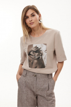 Футболка NiV NiV fashion 421 бежевый - фото 4