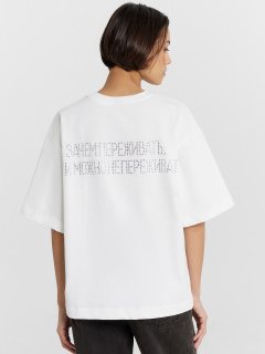 Футболка Mark Formelle 112961/24-29525П-0 белый_печать11_1сл_аппликация_из_страз_спинка - фото 5