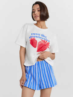 Футболка, шорты Mark Formelle 592536/24-33963ПК-5 белый_полоска_на_лазурном_3_сл_на_пол - фото 1