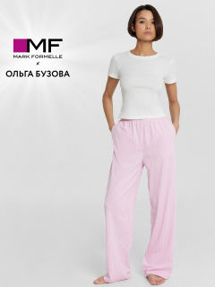 Брюки, футболка Mark Formelle 592588/24-33320ПП-0 белый_бело_розовая_полоска_1сл_аппликация_из_страз - фото 1