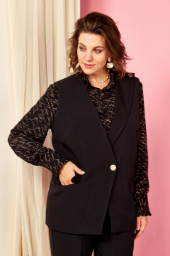 Блуза, брюки, жилет AVA fashion М-139 черный - фото 5