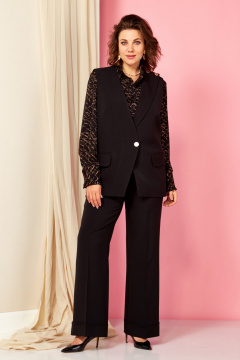 Блуза, брюки, жилет AVA fashion М-139 черный - фото 2