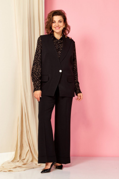 Блуза, брюки, жилет AVA fashion М-139 черный - фото 1