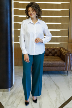 Блуза, брюки, жилет Alani Collection 2416  изумруд-белый - фото 3