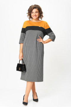 Изящное женское платье гусиная лапка,горчица Michel chic 2188 гусиная лапка,горчица - фото 1