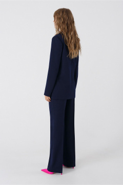 Длинные брюки из текстиля в деловом стиле с высокой посадкой PiRS 4644 синий - фото 5