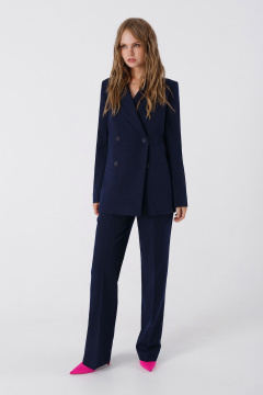 Длинные брюки из текстиля в деловом стиле с высокой посадкой PiRS 4644 синий - фото 4