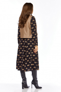 Жилет, платье Милора-стиль 1380/1 черный+капучино_пчелы - фото 4