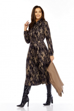 Жилет, платье Милора-стиль 1380/1 черный+капучино_штрихи - фото 2