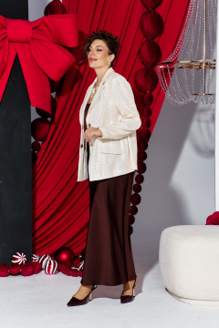 Блуза, жакет, юбка Vittoria Queen 27233 кремово-шоколадный - фото 5