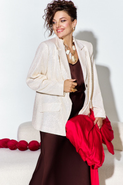 Блуза, жакет, юбка Vittoria Queen 27233 кремово-шоколадный - фото 4