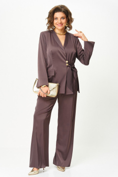 Брюки, жакет Aira Style 24243 шоколад - фото 4