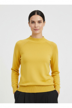 Демисезонный вязаный свитер прямого силуэта с воротником-стойкой Полесье С3316-15 5С1754-Д43 158,164 соломенный - фото 2