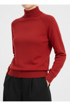Демисезонный вязаный свитер с регланом и двойной стойкой Полесье С3316-15 5С1754-Д43 158,164 красный_минерал - фото 3