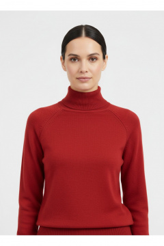 Демисезонный вязаный свитер с регланом и двойной стойкой Полесье С3316-15 5С1754-Д43 158,164 красный_минерал - фото 2