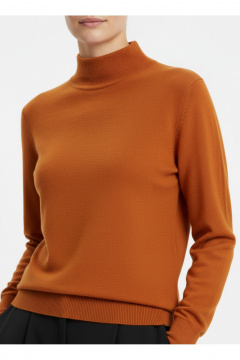 Демисезонный вязаный свитер прямого силуэта с ластичным воротником Полесье С3316-15 5С1754-Д43 158,164 облепиха - фото 4