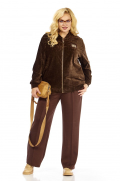 Бомбер, брюки Элль-стиль 2432 коричневый - фото 3