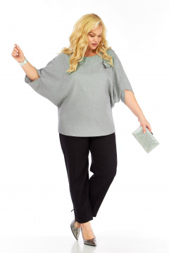 Блуза, брюки Элль-стиль 2436 серый_черный - фото 3