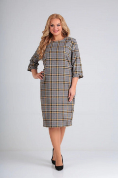 Платье СиБон 0230 серо-желтая_ клетка - фото 1