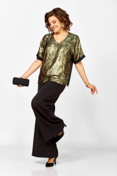 Блуза, брюки БагираАнТа 1076 черный-золото - фото 5