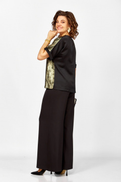 Блуза, брюки БагираАнТа 1076 черный-золото - фото 3