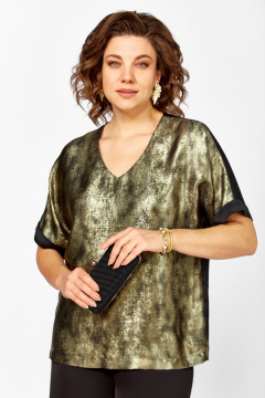 Блуза, брюки БагираАнТа 1076 черный-золото - фото 2