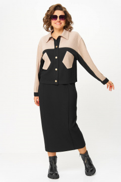 Жакет, юбка Karina deLux M-1399 черно-бежевый - фото 4