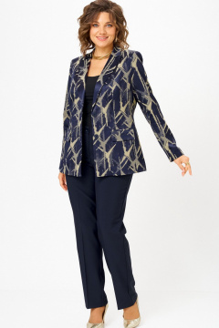 Брюки, жакет БелЭльСтиль 412-3_14_22+596-2_79_22 синий+золото - фото 5
