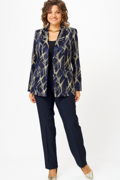 Брюки, жакет БелЭльСтиль 412-3_14_22+596-2_79_22 синий+золото - фото 1