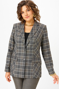 Брюки, жакет БелЭльСтиль 412-3_14_22+609-3_23_22 клетка+коричневый - фото 2