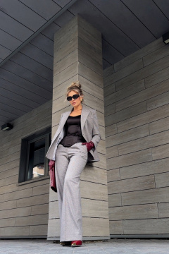 Жакет DNM 041 мелкий_квадратик_серо-бежевый - фото 5