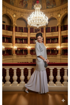 Блуза, юбка Vittoria Queen 27573/1 серебристо-серый - фото 1