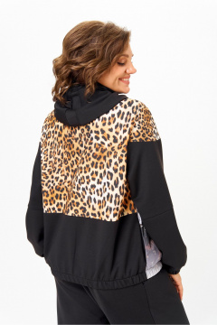 Брюки, куртка Solomeya Lux 946/449 черный+леопардовый_принт - фото 2