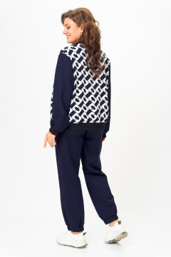Бомбер, брюки Solomeya Lux 946/449С синий_с_белым_геометрия - фото 5