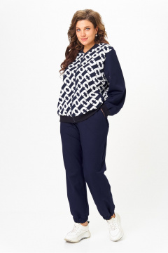 Бомбер, брюки Solomeya Lux 946/449С синий_с_белым_геометрия - фото 2