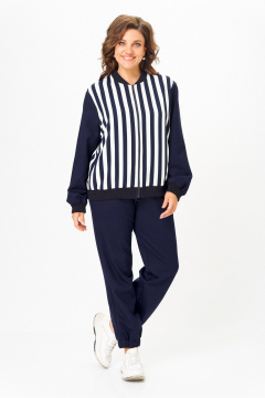 Бомбер, брюки Solomeya Lux 946/449D синий_с_белым_полоска - фото 5